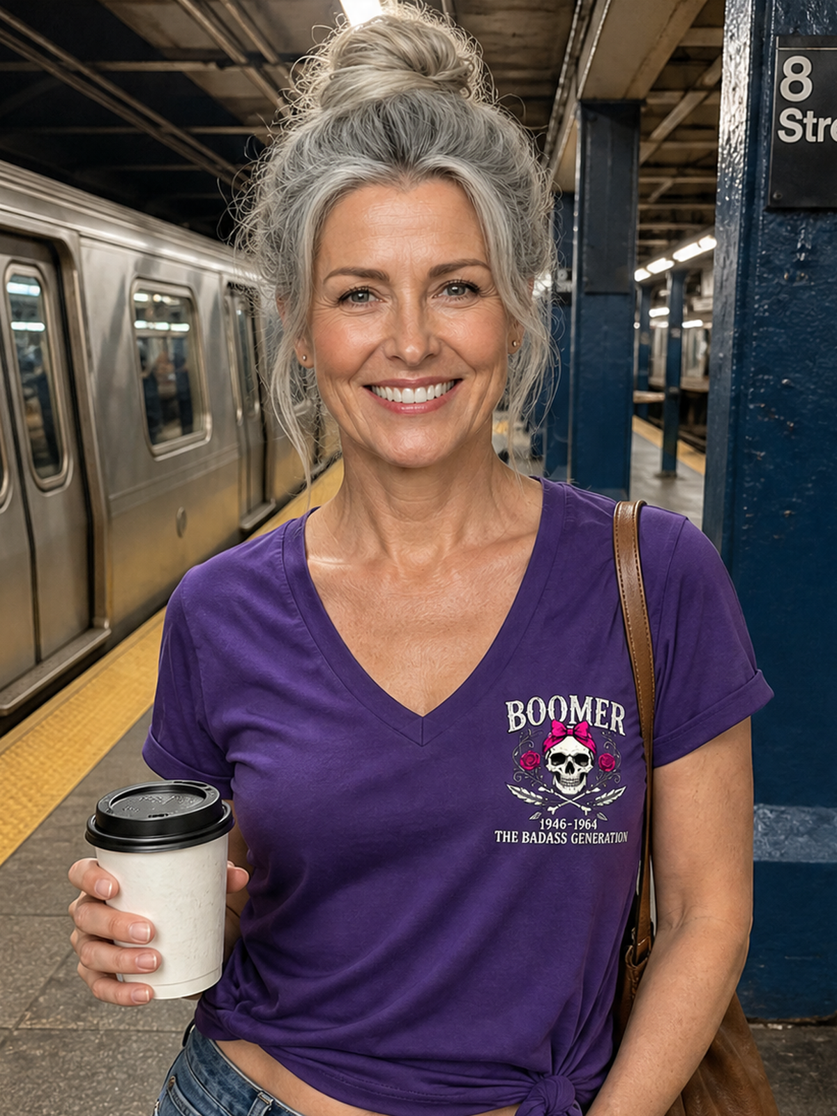 Boomer Not Old, Just Well Seasoned – Still Kicking Ass Women’s V-Neck Tee